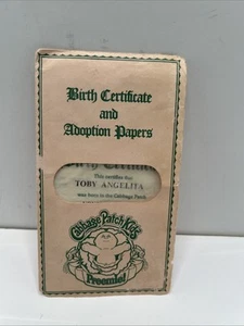 Vintage Cabbage Patch Kids Birth Certificate Toby Angelita - Picture 1 of 7