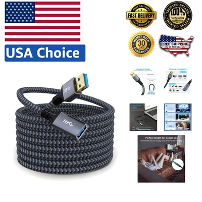 25 ft USB 3.0 Extension Cable - High-Speed, Braided, and Versatile Connection - Image 1 of 4
