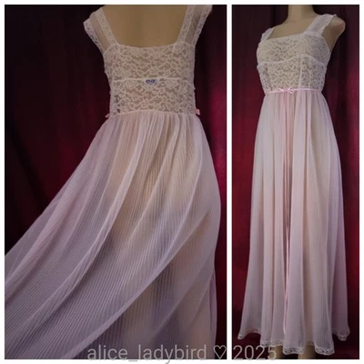 VESTIDO de Colección Años 40 Transparente Plisado CHIFÓN Largo Lencería Vestido Top ~M 34-36  Foto 1 de 4