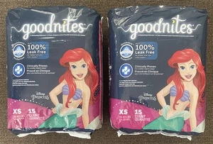 NUEVA Ropa Interior Niñas Goodnites Princesa Ariel Sirena Mojar la Cama Talla XS (30 en Total) - Imagen 1 de 4