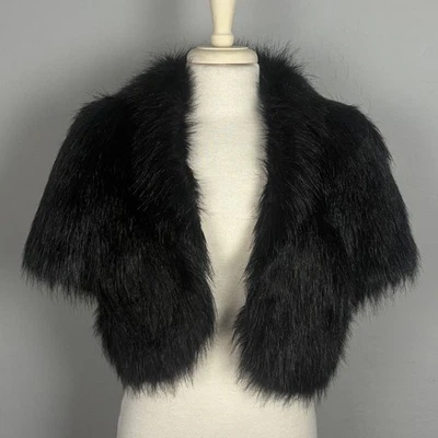 Michael Kors Faux Fur Cropped Jacket Womens L Black Holiday Party Old Money - Image 1 of 4