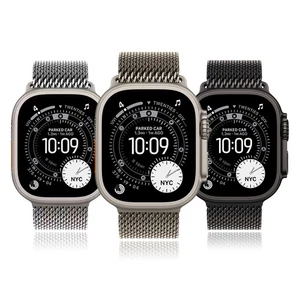 Correa de bucle milanesa de titanio natural/negro para Apple Watch Ultra 3 2 1 49 mm  - Imagen 1 de 10