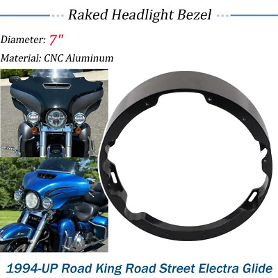 BLACK RAKED HEADLIGHT BEZEL FOR HARLEY DAVIDSON STREET GLIDE ELECTRA ROAD KING Foto 1 de 4