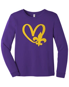 Karneval Fleur de Lis Herz Jugend Langarm T-Shirt New Orleans Party - Bild 1 von 9