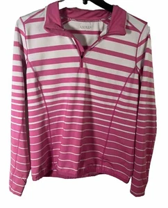 Lauren Ralph Lauren Women Active Athletic Woman Top XL Pink Stripes - Picture 1 of 8