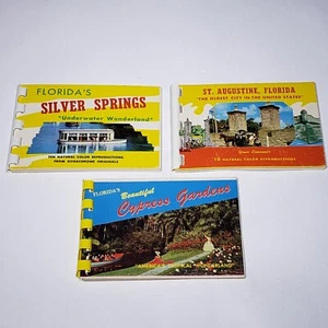 3er Set Vintage Mini Souvenir Foto Bk Silberquellen Zypresse Garten St. Aug Florida - Bild 1 von 11