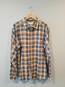 Columbia Regular Fit Men's Long Sleeve Button Down Shirt Large Plaid Blue Gold - Picture 1 of 9