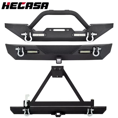 Front Or Rear Bumper W/ Lights Winch Plate D-rings For 87-06 Jeep Wrangler TJ YJ - Image 1 of 4