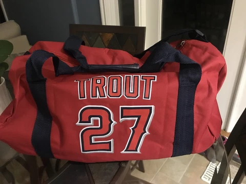 LOS ANGELES ANGELS MIKE TROUT #27 DUFFLE BAG *SGA 8/27/19** Cover