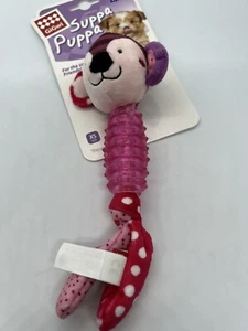 GiGwi Suppa Puppa Squeaker Monkey Puppy Dog Chew Toy Pink 8" - Picture 1 of 6
