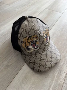 GUCCI GG Supreme Baseball Cap Tiger 426887 4HB13 2160 Canvas Beige Size S 55 - Picture 1 of 3