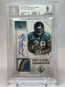 2012 Limited Fred Taylor Materials Monikers Prime Patch #’d /10 BGS 9 Auto 10 - Picture 1 of 2
