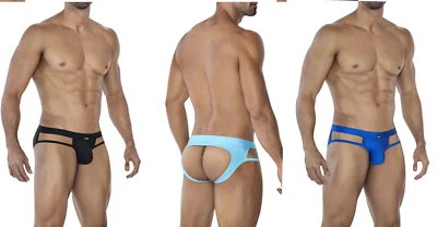 CUT4MEN  JOCKSTRAP SLIP OUVERT offen schwarz hellblau blau string clubwear - Bild 1 von 4