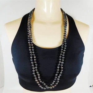 Collar anudado de perlas de agua dulce negras genuinas 612/2389 64 - Imagen 1 de 3