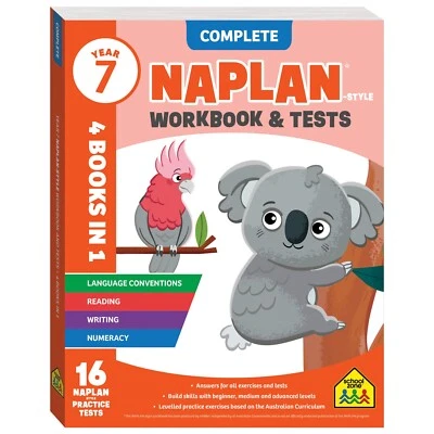 2022 Year 7 Naplan Style 4 In 1 Complete Workbook Tests Hinkler Book School Zone - Image 1 of 4