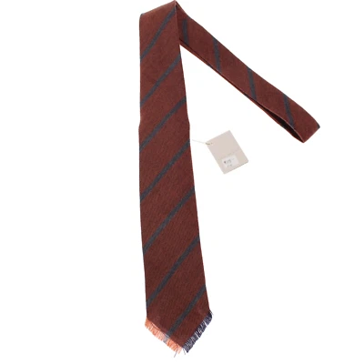 Corbata de cuello deshilachada Paolo Albizzati nueva con etiquetas en marrón/azul con rayas grises 100 % lana Foto 1 de 4