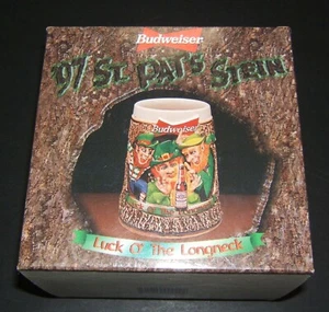 1997 BUDWEISER ST. PATRICK'S DAY BEER STEIN WITH ORIGINAL BOX AND COA - Picture 1 of 7