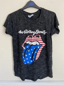 Women’s Rolling Stones T Shirt Black Red White Blue Size UK 8 - Picture 1 of 6