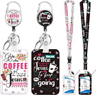 2 Pack Lanyards for Id Badges, Coffee ID Badge Holder Retractable Badge Reel wit