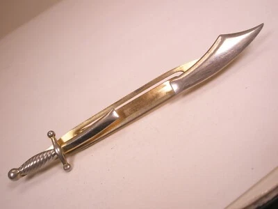 Scimitar Saracen Sword Vintage SWANK LARGE Tie Bar Clip - Image 1 of 4
