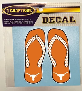 University of Texas LONGHORNS FLIP FLOPS Vinyl Decal 4" Car Truck Window Sticker - Imagen 1 de 1