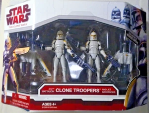 Star Wars Clone Wars 212th Battalion Clone Troopers and Jet Backpacks 2009 - NIB - Picture 1 of 10