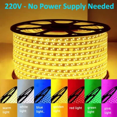 220V Double Row SMD 2835 LED Light Strip 180leds/m Outdoor Waterproof Lights - Image 1 of 4