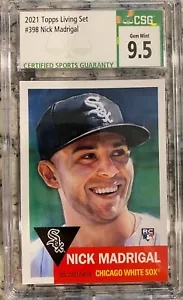 2021 Topps Living Set NICK MADRIGAL #398 RC Rookie CSG 9.5 GEM MINT White Sox - Picture 1 of 2