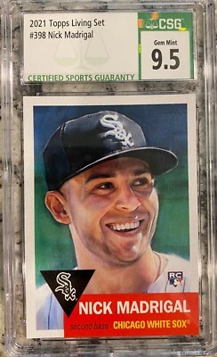 2021 Topps Living Set NICK MADRIGAL #398 RC Rookie CSG 9.5 GEM MINT White Sox  - Image 1 of 2