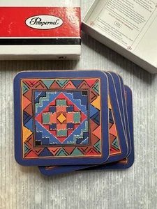 vintage PIMPERNEL Aztec Pattern COASTER SET/6 in Original Box southwestern - Picture 1 of 6