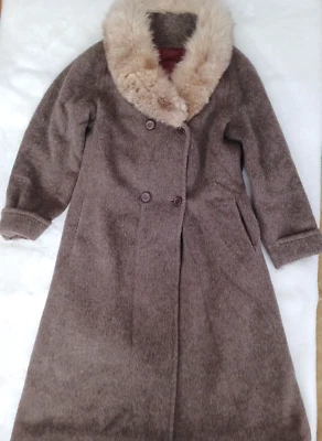 Abrigo vintage de mujer Sterling talla 6 Stall lana imitación piel ribete Topcoat Foto 1 de 4