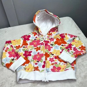 Gymboree Aloha Sunshine Floral Hoodie Jacket Sweatshirt XS 3-4 Pink Yellow - Picture 1 of 5