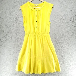 Broadway & Broome 100% Silk Dress Womens 2 Summer Yellow Pleats Sheer Sleeveless - Picture 1 of 13