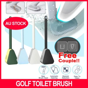 Golf Toilet Brush Toilet Brush Wall-Mounted Silicone Long-Handled - Picture 1 of 17