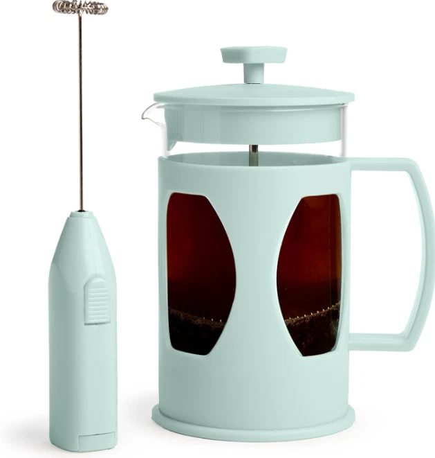 Aqua French Press & Frother Set – 4.5-Cup Coffee Maker Gift - Изображение 1 из 4