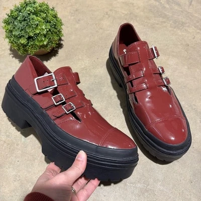 Zapatos Convers Lug Sole Mary Jane para mujer talla 11 charol rojo plataforma Y2K Foto 1 de 4