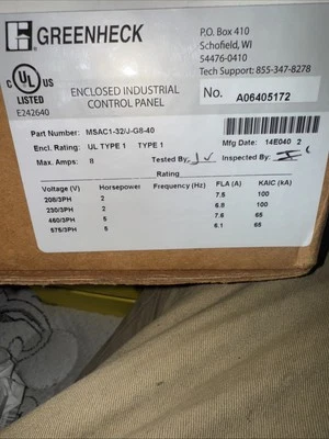 Greenheck Motor Starter Advanced Control with SmartStart