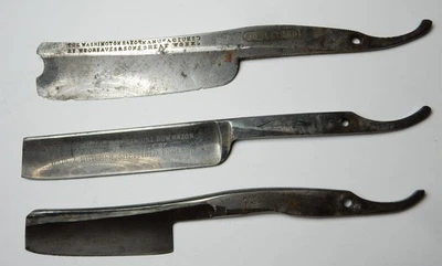 3 ANTIGUAS HOJAS DE AFEITAR RECTAS Wade & Butcher Croft & Sons Washington Navaja Foto 1 de 4