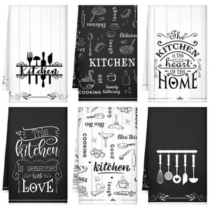 6 Pcs Kitchen Towels Sets Decorative Dish Towels Absorbent Fast Drying Hand C... - Picture 1 of 7
