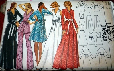 *LOVELY VTG 1970s ROBE NIGHTGOWN & PAJAMAS VOGUE Sewing Pattern 14/36 FF - Image 1 of 2