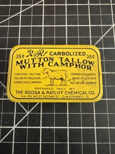 Vintage Roosa & Ratliff Chemical Co. Hammeltalg mit Kampfer 35 ¢ Dose - Bild 1 von 7