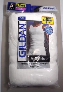 Gildan Herren Tank A-Shirt weiß 6er Pack Größen Large 42-44 Neu - Bild 1 von 5