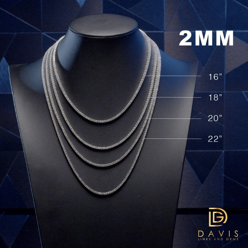 CADENAS TENIS MOISSANITA VVS1 PLATA 925 2MM-6.5MM Pasa 💎 Probador Foto 1 de 4