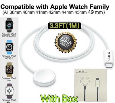 Lote Carregador de Cabo Tipo-C Para Apple iWatch 4 5 6 7 SE 8 9 Carregamento Ultra Magnético - Imagem 1 de 4