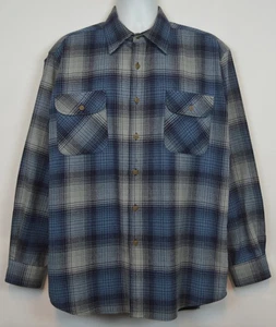 Camisa de campo Pendleton Eco Wise para hombre L azul a cuadros lana franela ropa de trabajo con botones - Imagen 1 de 12
