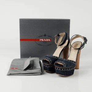 Prada Size 38 Studded Sandal Heels 145698797 - Picture 1 of 10