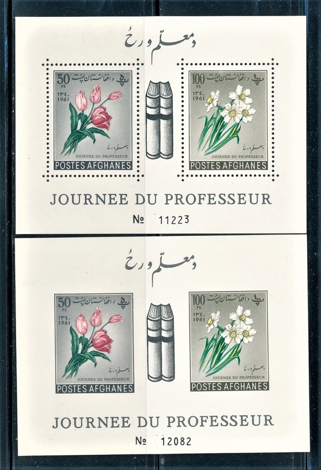 AFGHANISTAN 1961 FLOWERS, TEACHERS DAY PERF & IMPERF S/S NOTED IN SCOTT - Image 1 of 1