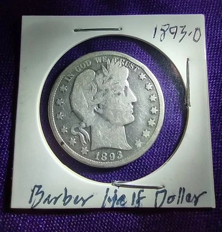 1893-O Barber Half Dollar F+ condition US coin ungraded Cover