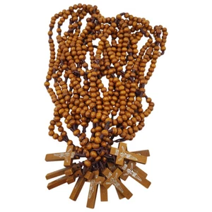 Dozen 12 Catholic Rosary Olive Wood Carved Beads Jerusalem Cross Religious Gift - Picture 1 of 4
