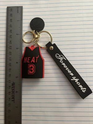 Dwyane Wade Miami Heat #3 Rubber And Metal Keychain New! Fast Shipping! - Image 1 of 2